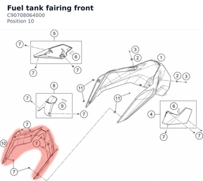 Diagram preview: Fuel tank fairing front (C90708064000)