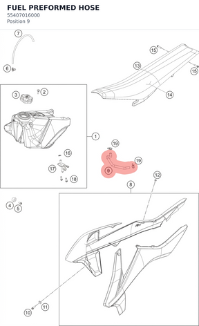 Diagram preview: FUEL PREFORMED HOSE (55407016000)