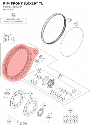 Diagram preview: RIM FRONT 3,0X19'' TL (6040907010030A)