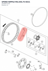 Diagram preview: SPOKE NIPPLE M4,5X0,75 8X21 (50309072100)