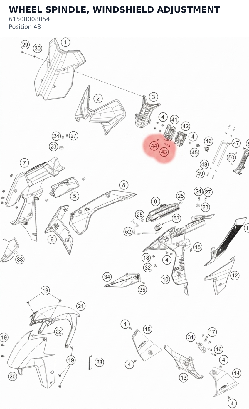Diagram preview: WHEEL SPINDLE, WINDSHIELD ADJUSTMENT (61508008054)