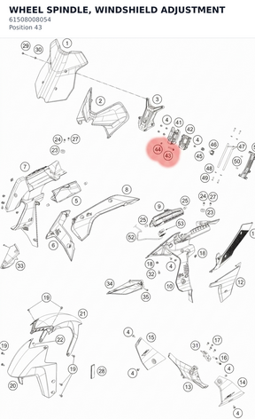 Diagram preview: WHEEL SPINDLE, WINDSHIELD ADJUSTMENT (61508008054)