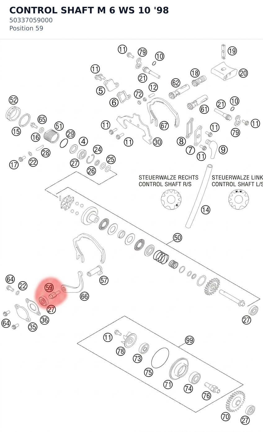 Diagram preview: CONTROL SHAFT M 6 WS 10    '98 (50337059000)