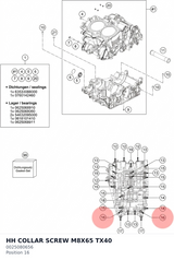 Diagram preview: HH COLLAR SCREW M8X65 TX40 (0025080656)