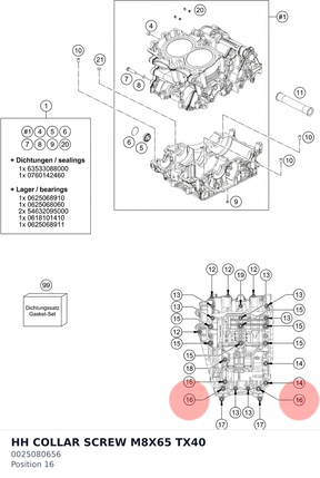 Diagram preview: HH COLLAR SCREW M8X65 TX40 (0025080656)
