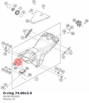 Diagram preview: O-ring 74.00x3.0 (A61807024001)