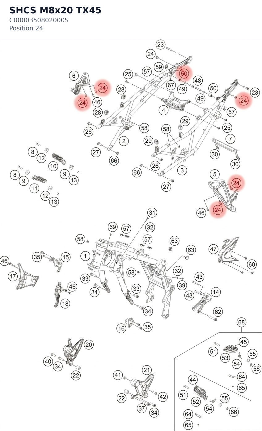 Diagram preview: SHCS M8x20 TX45 (C0000350802000S)