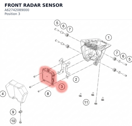 Diagram preview: FRONT RADAR SENSOR (A62742089000)