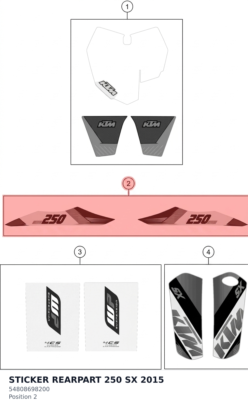 Diagram preview: STICKER REARPART 250 SX   2015 (54808698200)