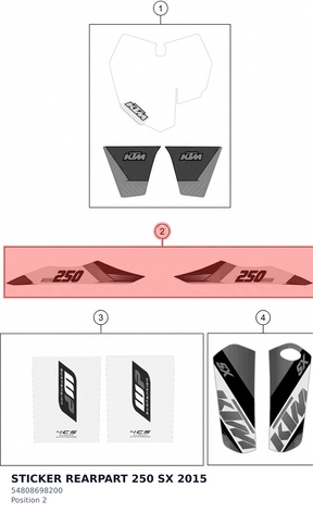 Diagram preview: STICKER REARPART 250 SX   2015 (54808698200)