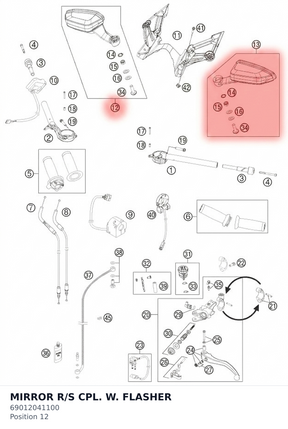 Diagram preview: MIRROR R/S CPL. W. FLASHER (69012041100)