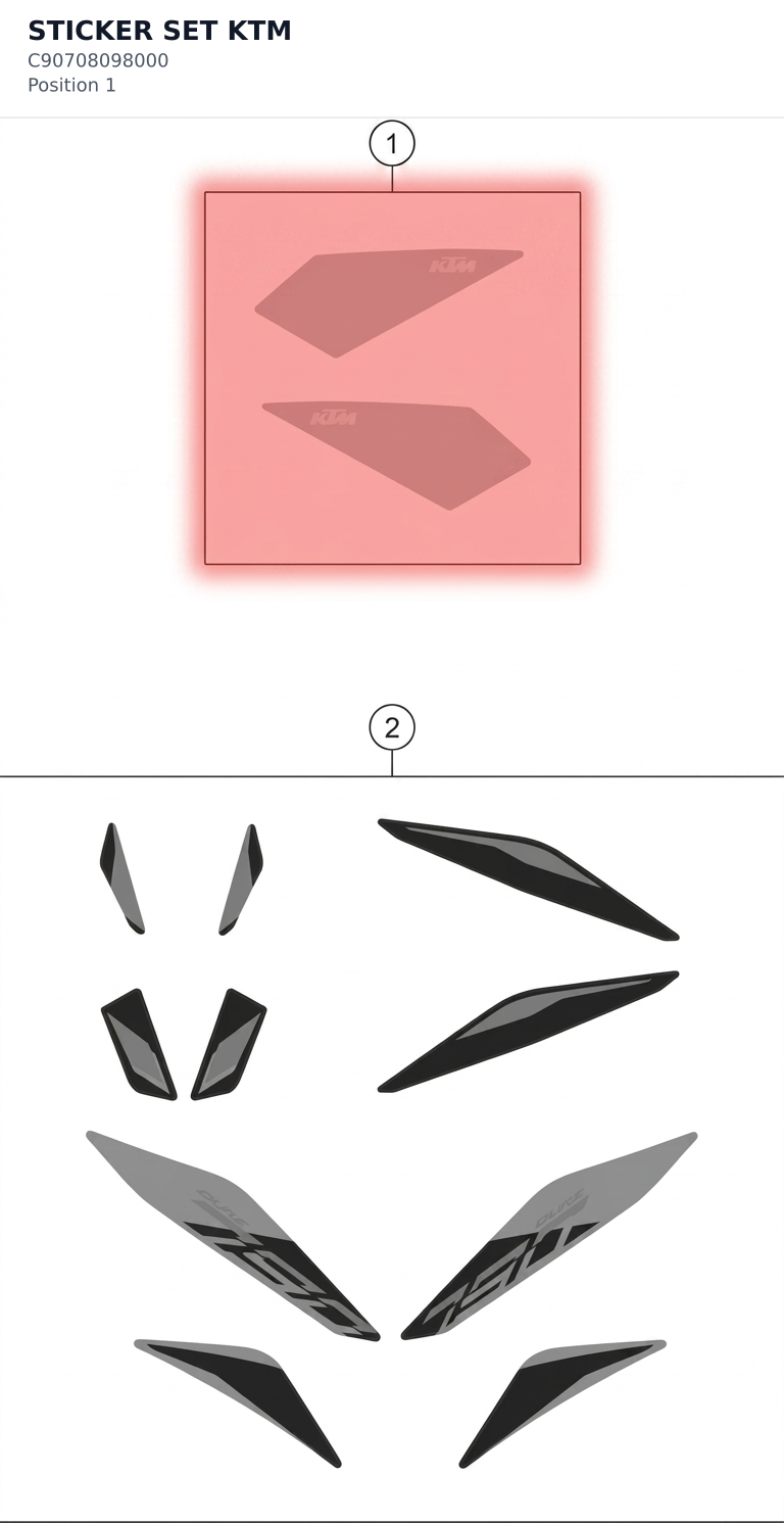 Diagram preview: STICKER SET KTM (C90708098000)