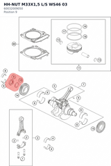 Diagram preview: HH-NUT M33X1,5 L/S WS46     03 (60032009050)