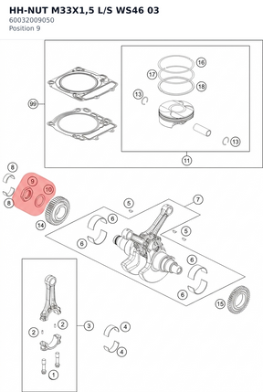 Diagram preview: HH-NUT M33X1,5 L/S WS46     03 (60032009050)