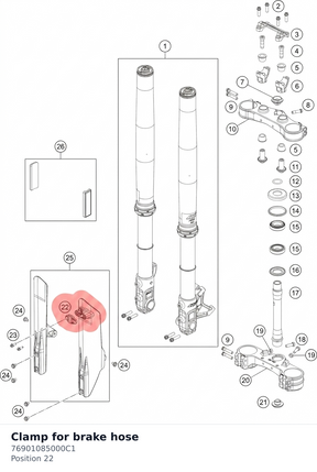 Diagram preview: Clamp for brake hose (76901085000C1)