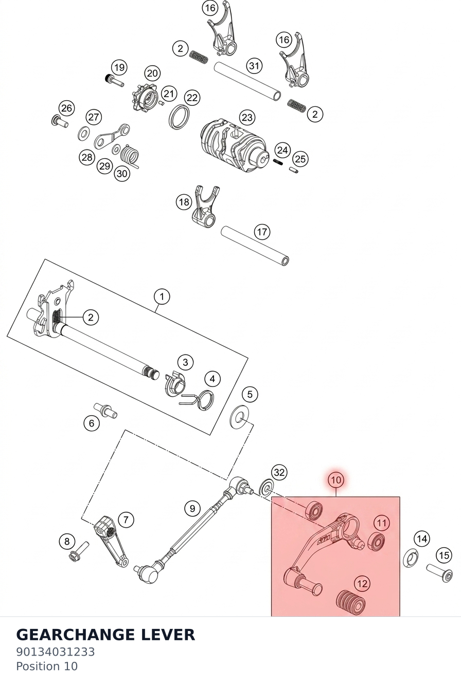 Diagram preview: GEARCHANGE LEVER (90134031233)
