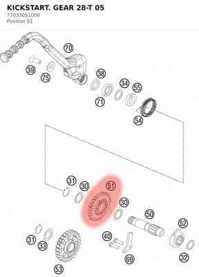 Diagram preview: KICKSTART. GEAR 28-T 05 (77033051000)