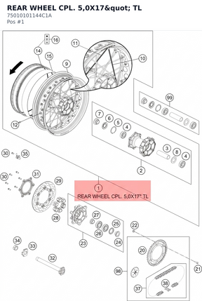 Diagram preview: REAR WHEEL CPL. 5,0X17" TL (75010101144C1A)