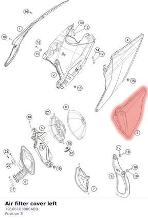 Diagram preview: Air filter cover left (79106103000ABB)