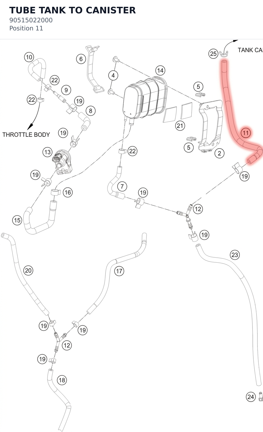 Diagram preview: TUBE TANK TO CANISTER (90515022000)