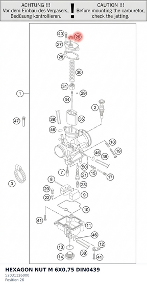Diagram preview: HEXAGON NUT M 6X0,75 DIN0439 (52031126000)