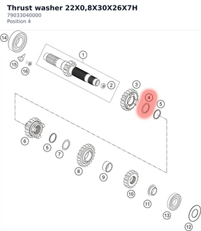 Diagram preview: Thrust washer 22X0,8X30X26X7H (79033040000)