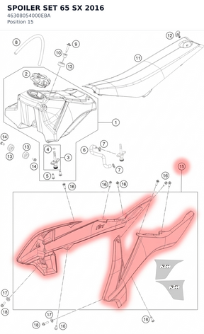 Diagram preview: SPOILER SET 65 SX         2016 (46308054000EBA)