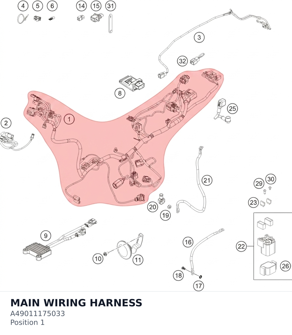 Diagram preview: MAIN WIRING HARNESS (A49011175033)