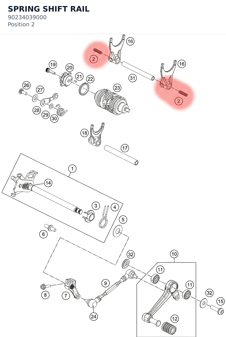 Diagram preview: SPRING SHIFT RAIL (90234039000)