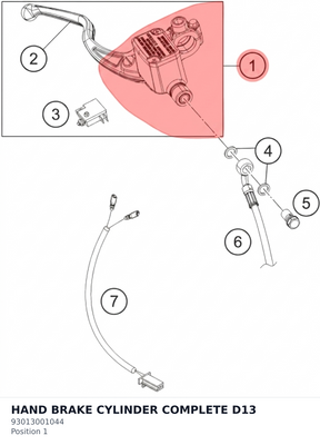 Diagram preview: HAND BRAKE CYLINDER COMPLETE D13 (93013001044)