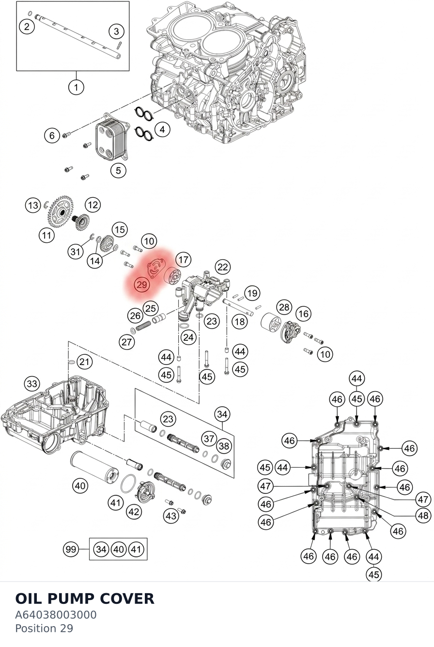 Diagram preview: OIL PUMP COVER (A64038003000)