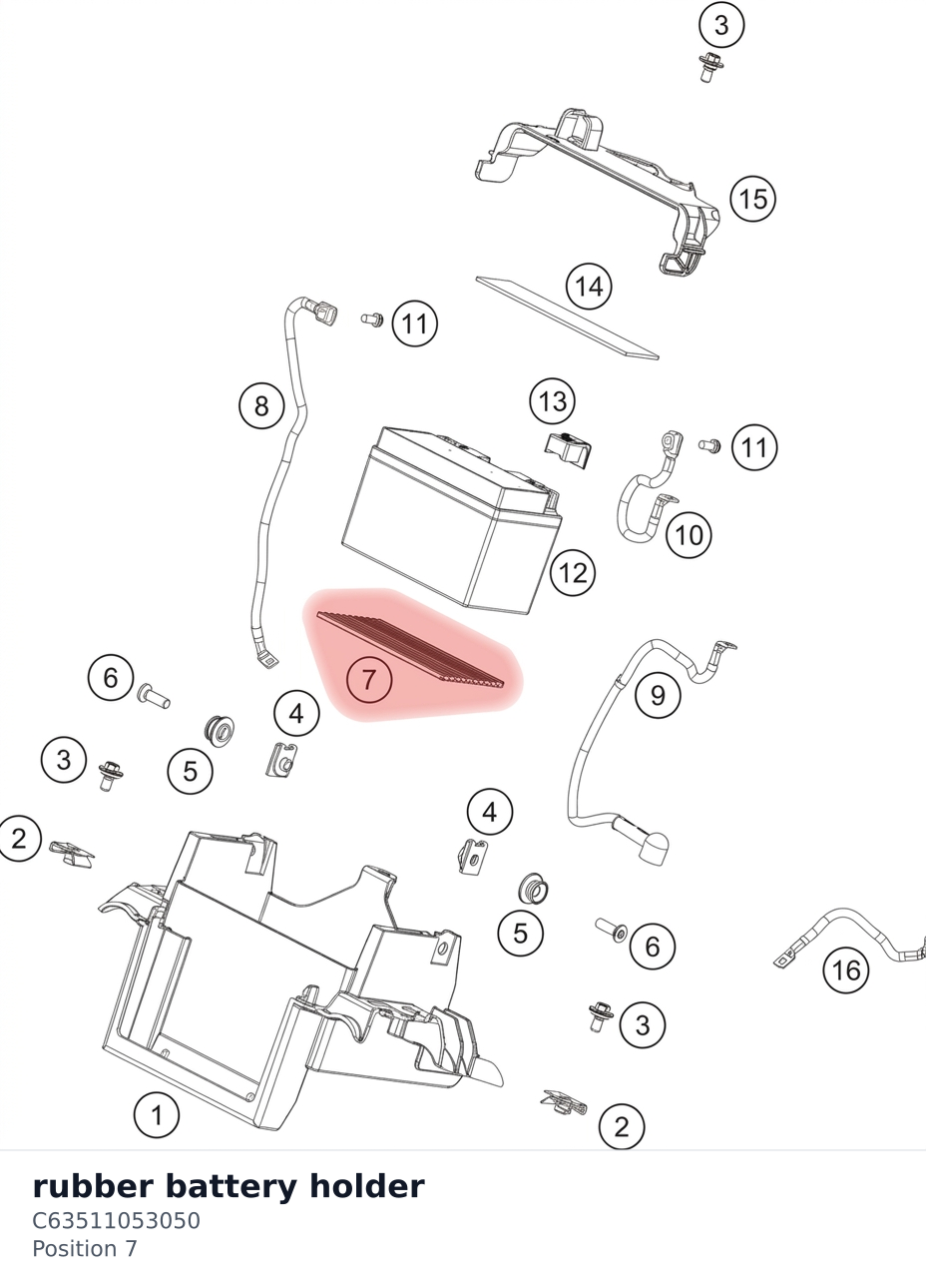 Diagram preview: rubber battery holder (C63511053050)