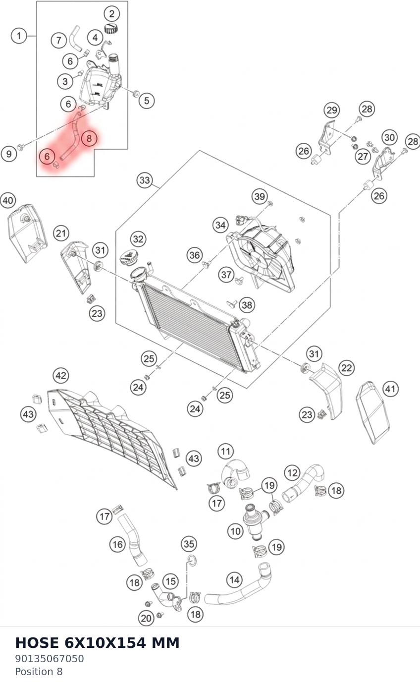 Diagram preview: HOSE 6X10X154 MM (90135067050)