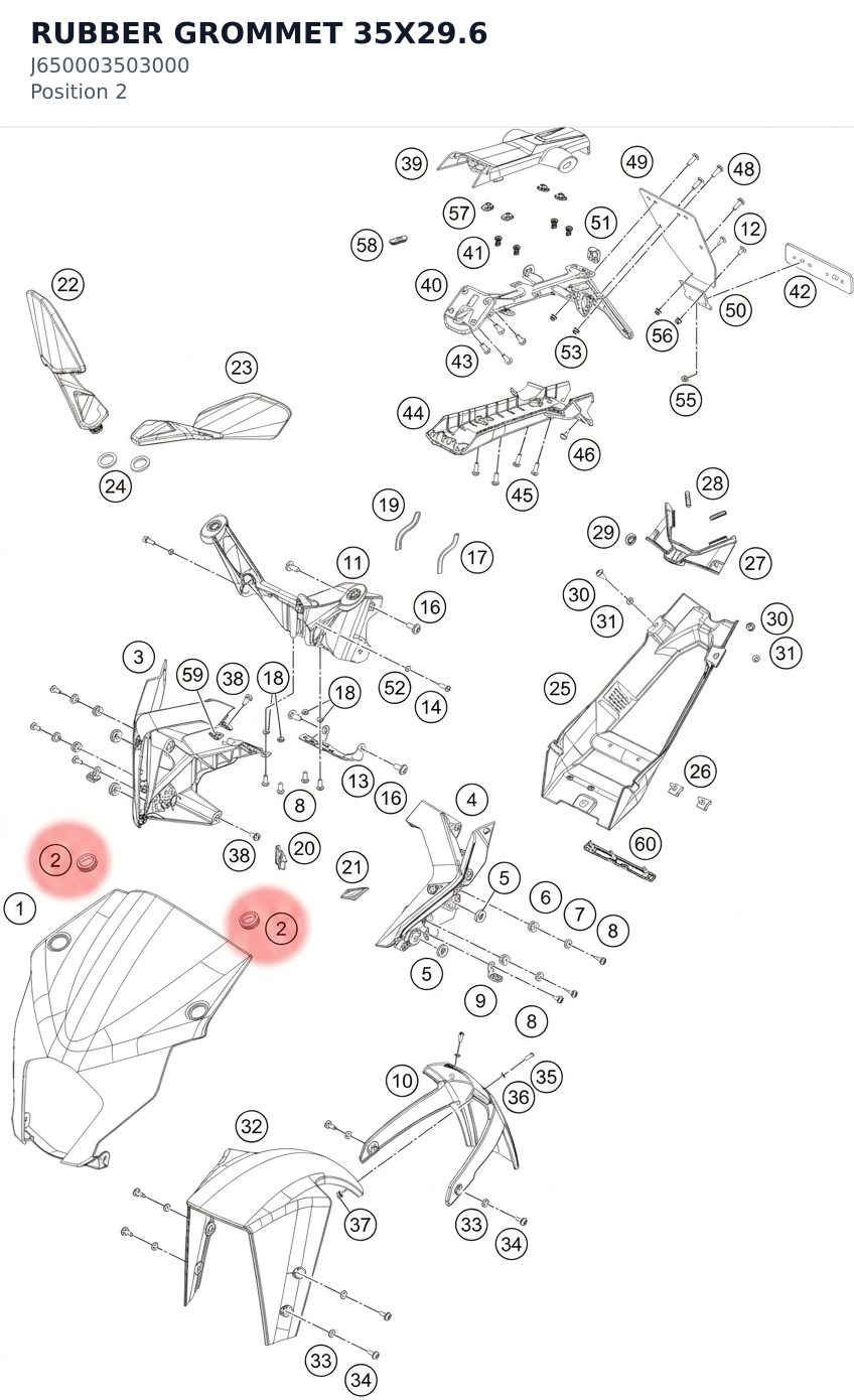 Diagram preview: RUBBER GROMMET 35X29.6 (J650003503000)
