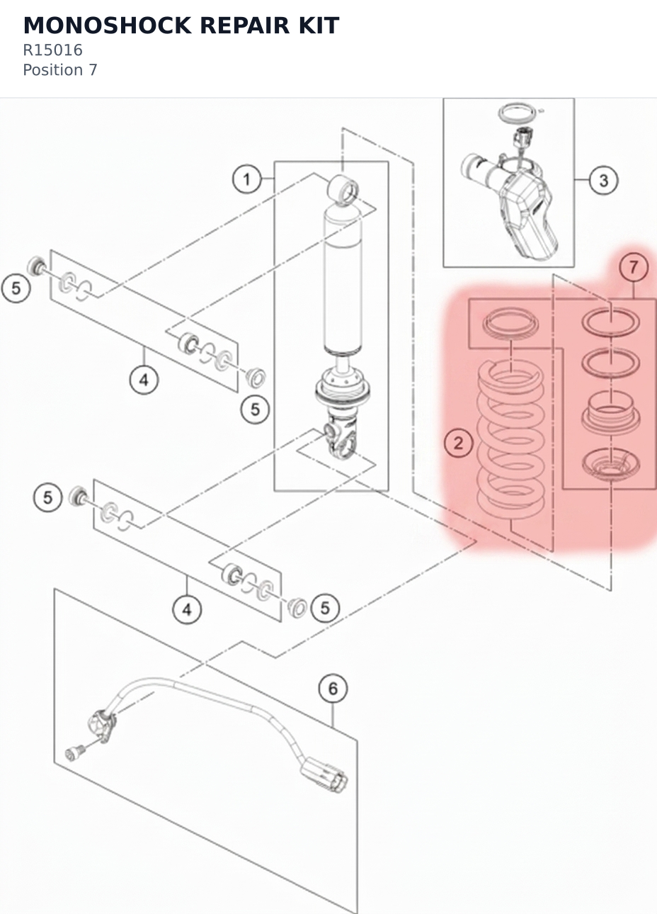 Diagram preview: MONOSHOCK REPAIR KIT (R15016)