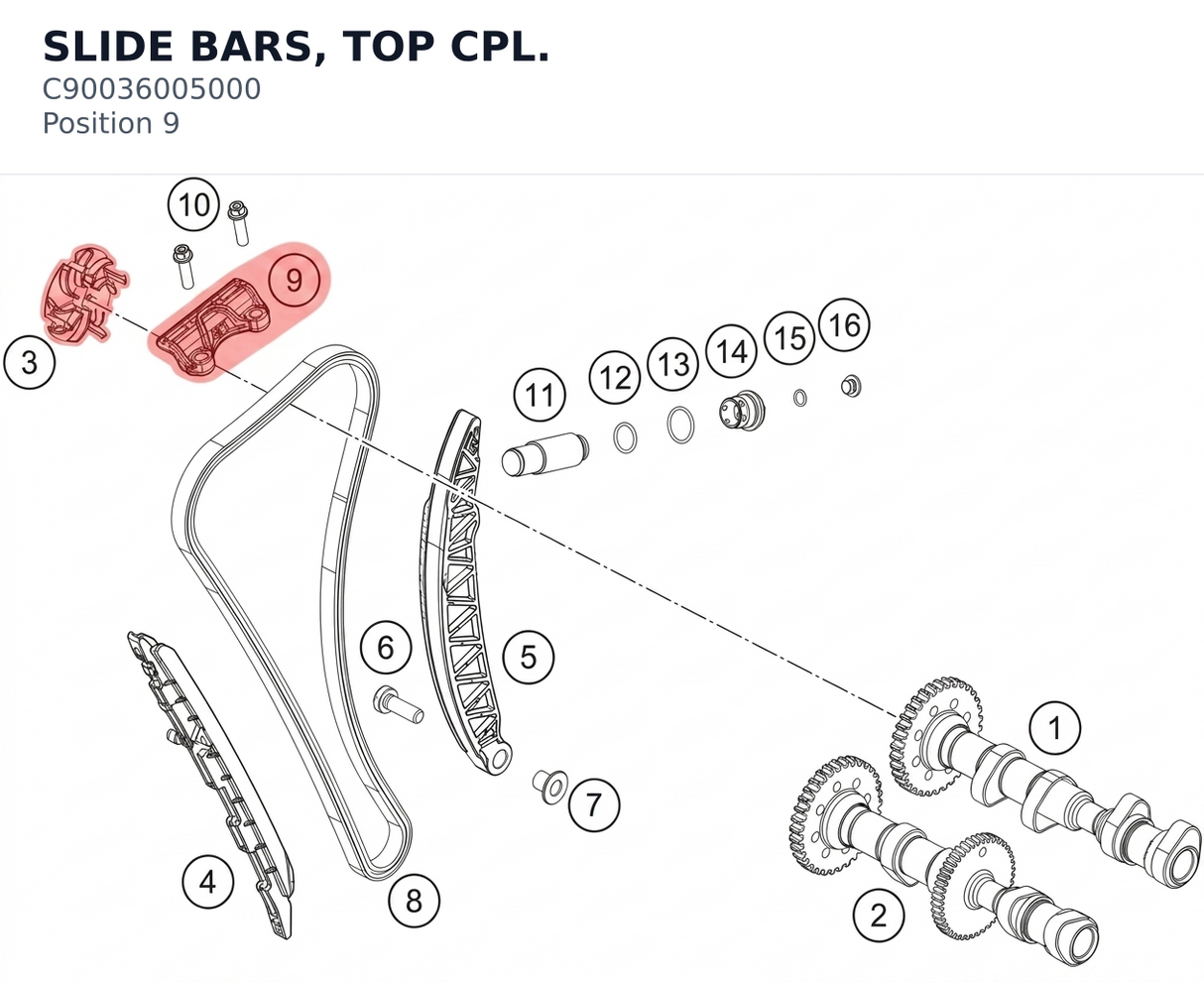 Diagram preview: SLIDE BARS, TOP CPL. (C90036005000)