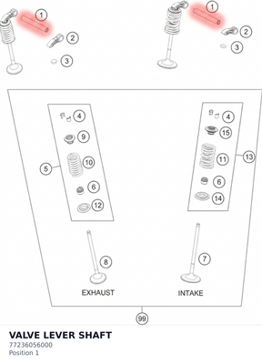 Diagram preview: VALVE LEVER SHAFT (77236056000)