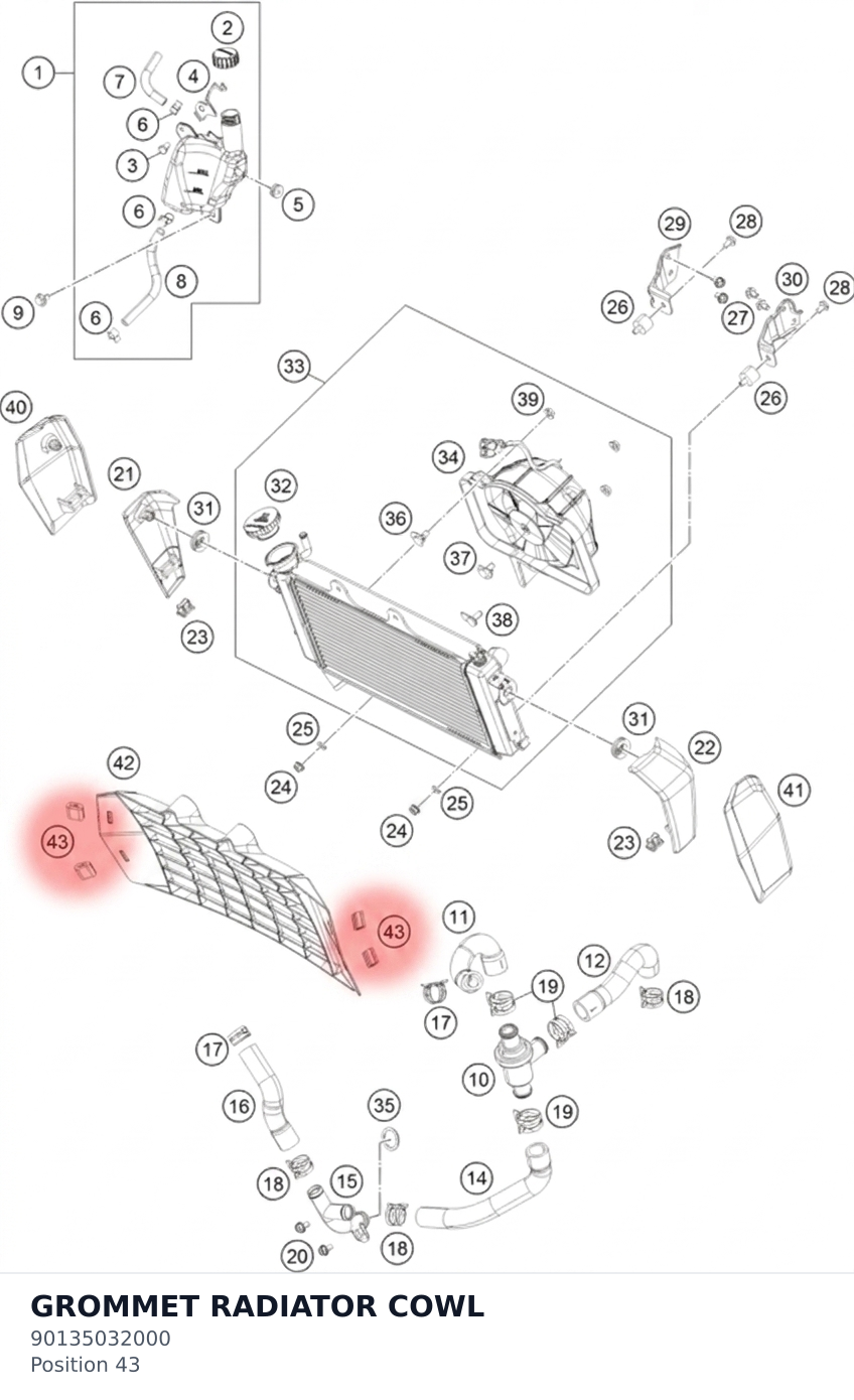 Diagram preview: GROMMET RADIATOR COWL (90135032000)