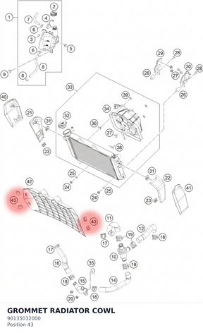 Diagram preview: GROMMET RADIATOR COWL (90135032000)