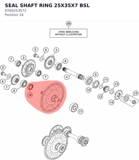 Diagram preview: SEAL SHAFT RING 25X35X7 BSL (0760253572)