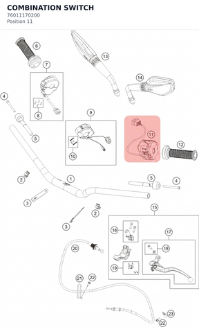 Diagram preview: COMBINATION SWITCH (76011170200)