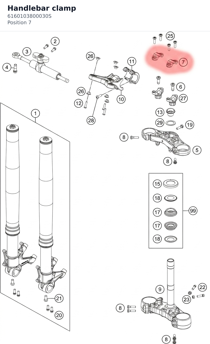 Diagram preview: Handlebar clamp (6160103800030S)