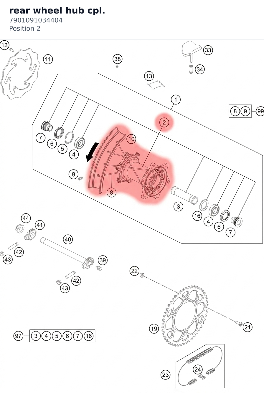 Diagram preview: rear wheel hub cpl. (7901091034404)