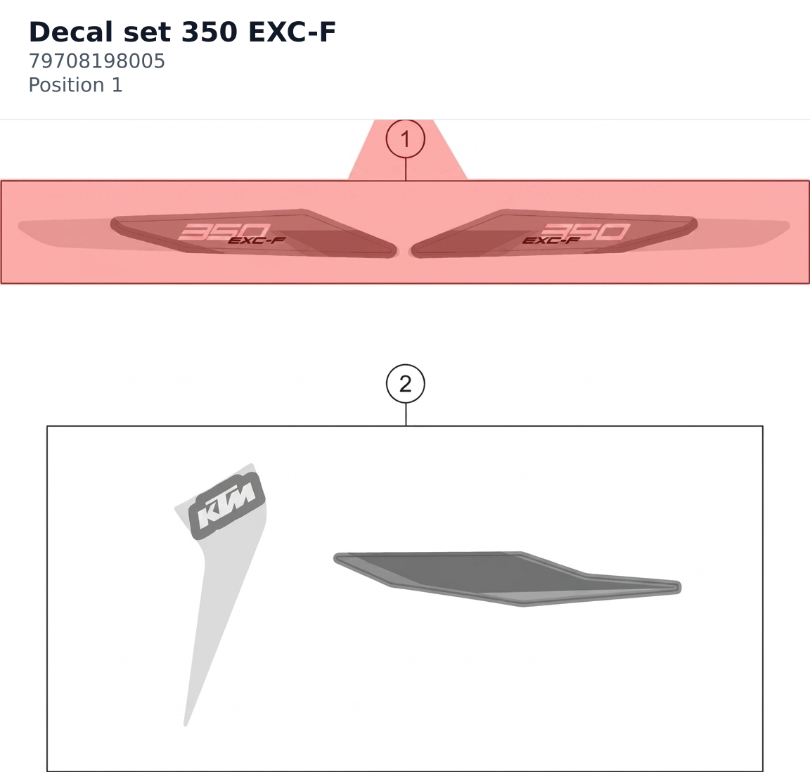 Diagram preview: Decal set 350 EXC-F (79708198005)