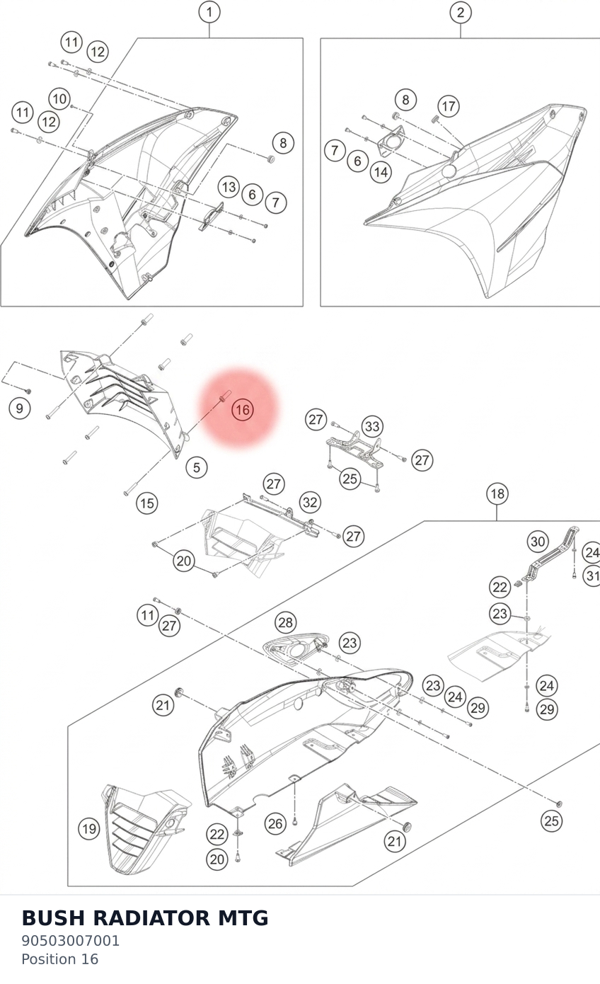 Diagram preview: BUSH RADIATOR MTG (90503007001)