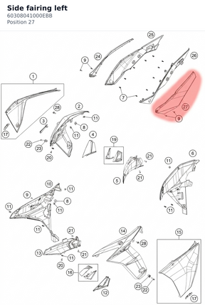 Diagram preview: Side fairing left (60308041000EBB)