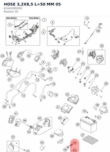 Diagram preview: HOSE 3,2X8,5 L=50 MM 05 (61041095050)