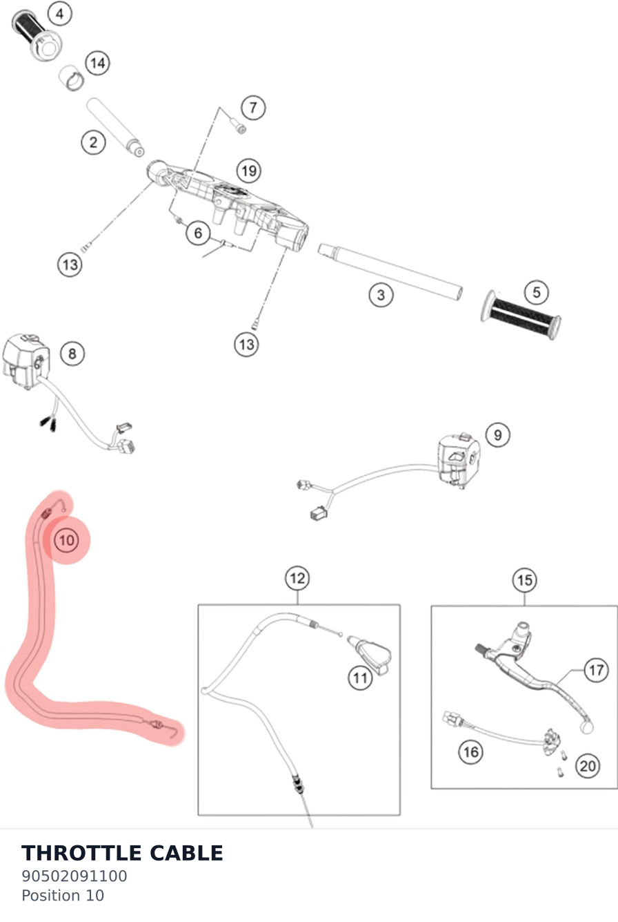 Diagram preview: THROTTLE CABLE (90502091100)