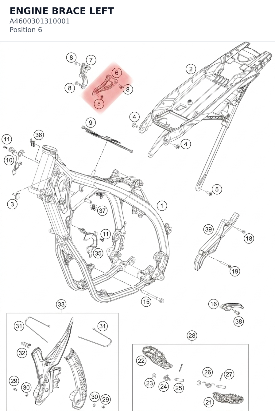 Diagram preview: ENGINE BRACE LEFT (A4600301310001)