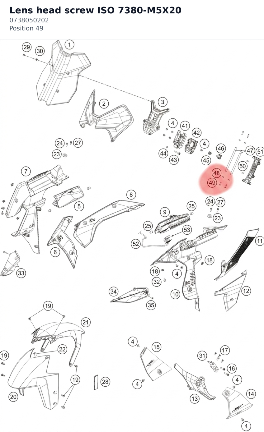 Diagram preview: Lens head screw ISO 7380-M5X20 (0738050202)
